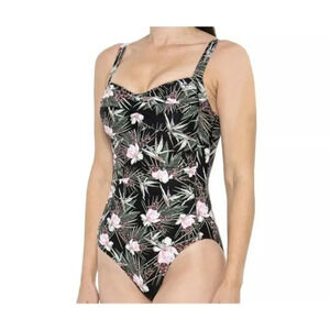 Nip Tuck Fern Gully Tummy Control Floral One-piece Swimsuit Women's S-M